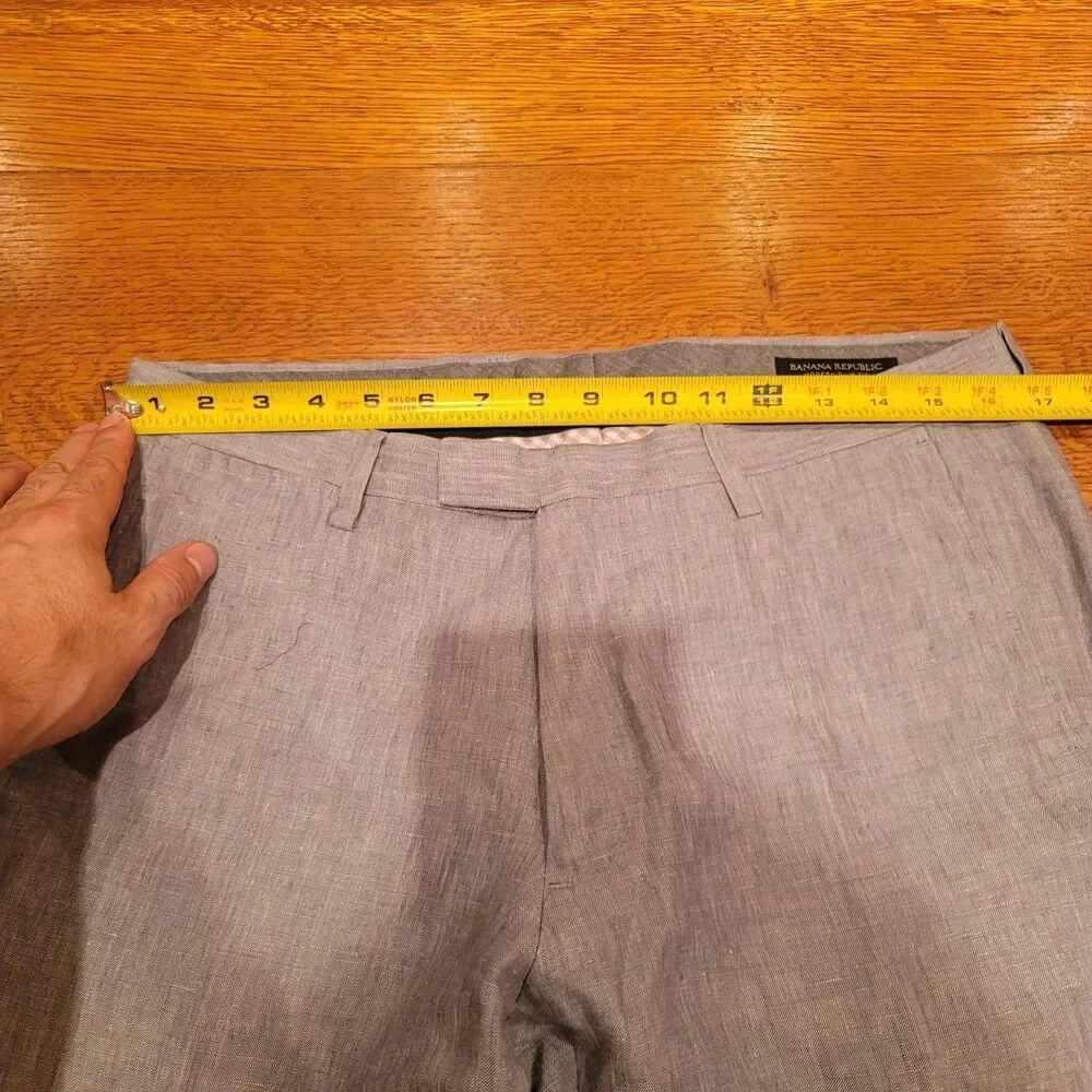 Banana Republic 100% Linen Dress Pants Mens 32x32 Gray Modern Slim Fit